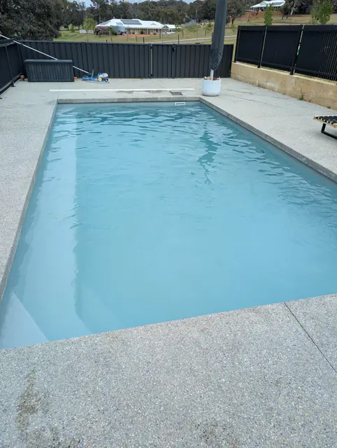 The same pool the next day with clear blue water